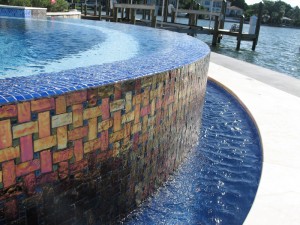 Residential Pool with disappearing edge and custom tile