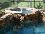 Custom Residential Pool & Spa with Rock Wall