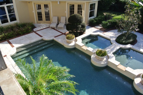 Elite Weiler Pools of Sarasota - Pool Builders - Dual spa with fountain